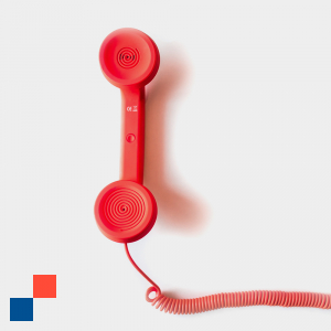 Téléphone des années 60 aux couleurs OAIO pour entrer en contact
